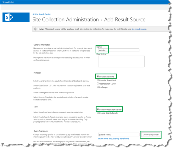 Add Result Source