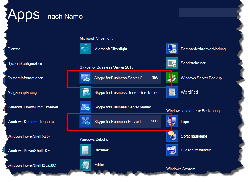 Skype for Business Server Verwaltungstools.