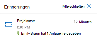 Screenshot einer Besprechungserinnerung.