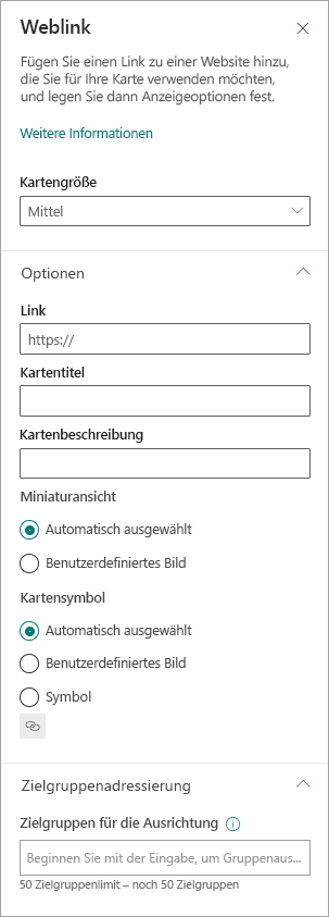 Screenshot: Auswählen von Optionen