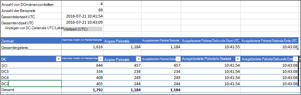 Sample capacity planning tool.