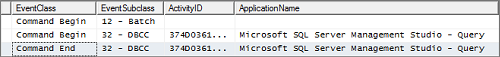 Screenshot: SQL Server Analysis Services DBCC-Profiler EventSubclass-Ergebnisse