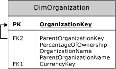 Selbstverweisender Join in der DimOrganization-Tabelle