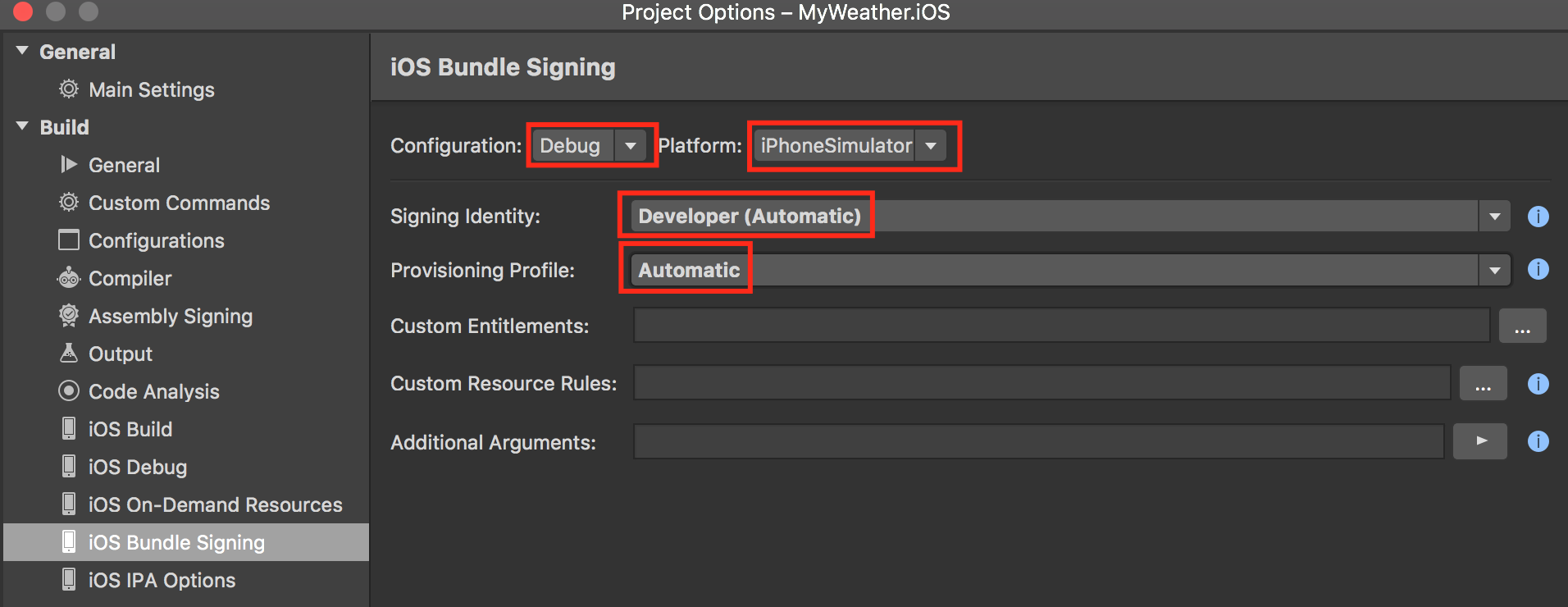 Signieren der Debugkonfiguration in der Xamarin.iOS-Anwendung deaktivieren