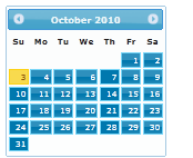 Screenshot eines j Abfrage-UI 1 Punkt 13 Punkt 1 Kalender mit dem Startdesign.