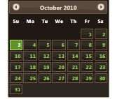 Screenshot: Kalenderseite für Oktober 2010, die mit dem Design 