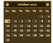 Screenshot: Kalenderseite für Oktober 2010, die mit dem Design 