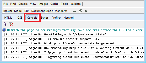 IE 10-Konsole, IIS 7.5