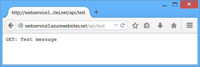 Webbrowser mit Testmeldung