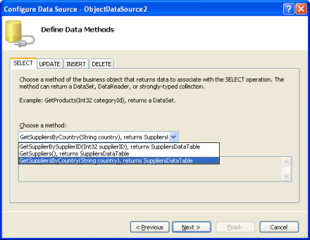 Choose the GetSuppliersByCountry(country) Method