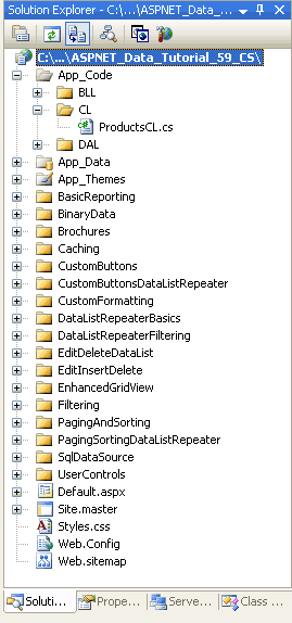 Hinzufügen eines neuen Ordners namens CL und einer Klasse namens ProductsCL.cs