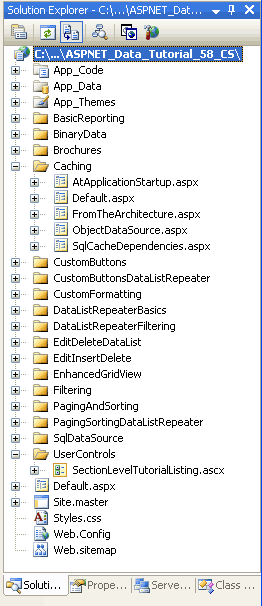 Hinzufügen der ASP.NET-Seiten für die Caching-Related Tutorials