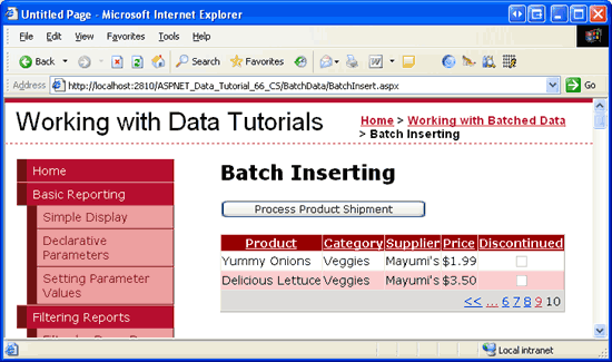 Die neuen Produkte finden Sie auf der letzten Seite der GridView.