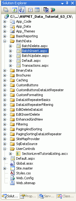 Hinzufügen der ASP.NET-Seiten für die SqlDataSource-Related Tutorials