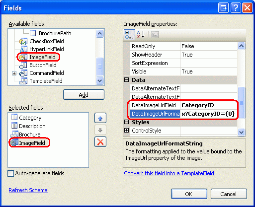 Hinzufügen eines ImageFields zur GridView