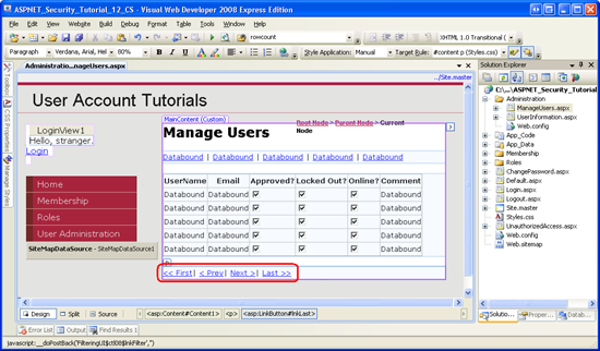 Hinzufügen von First, Previous, Next und Last LinkButtons unterhalb der GridView