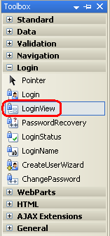 Das LoginView-Steuerelement in der Toolbox