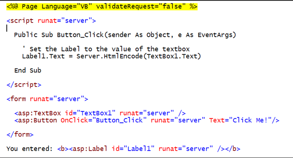 Screenshot: Inhalte können mithilfe der Server.HtmlEncode(string)-API problemlos HTML-codiert werden. Inhalte können auch einfach HTML-decodiert werden, d. h. mithilfe der Server.HtmlDecode(string)-Methode zurück in Standard-HTML zurückgesetzt werden.