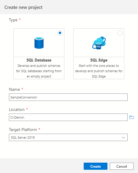 Neues SQL-Datenbankprojekt konfigurieren