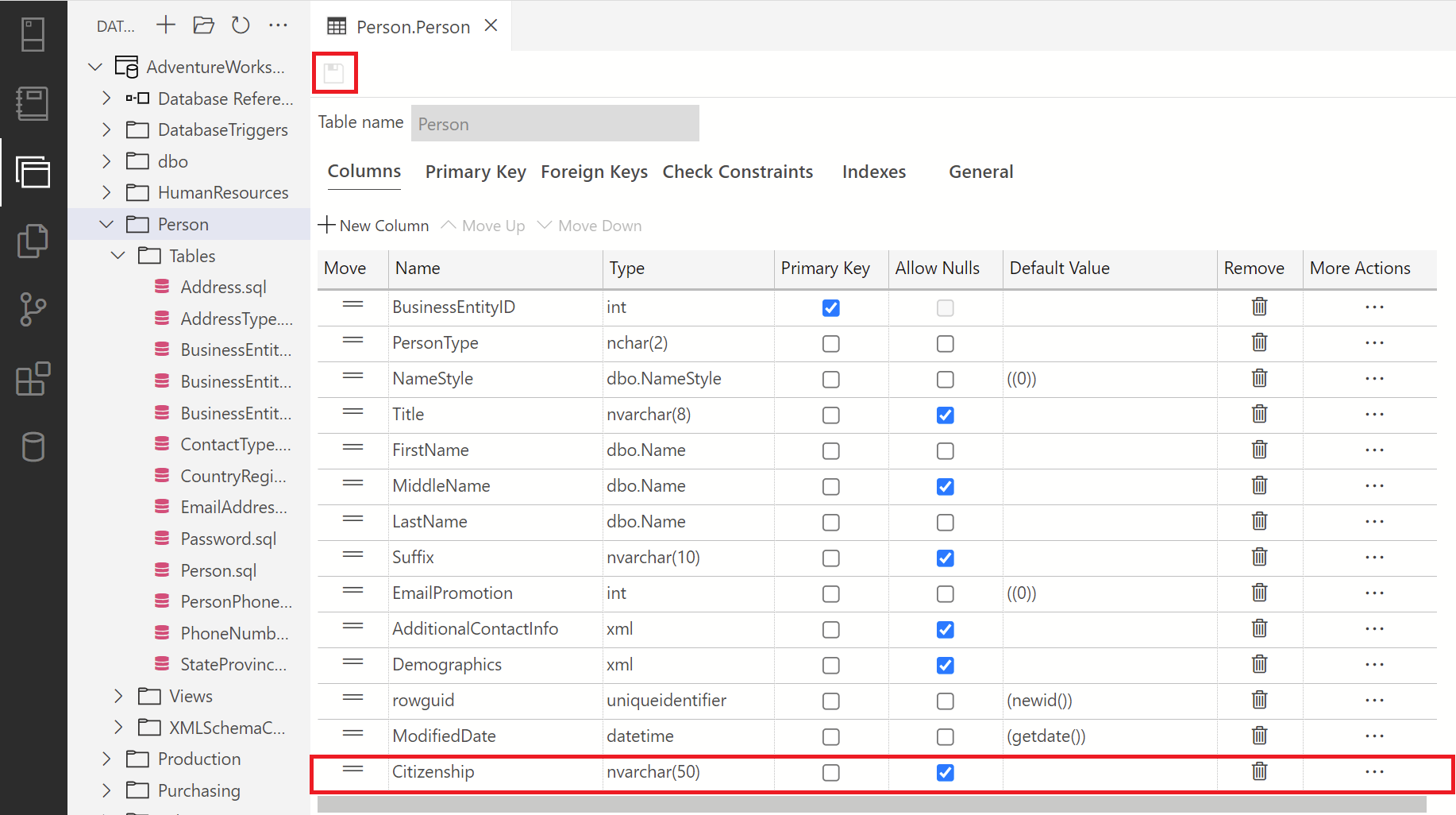 Screenshot von Azure Data Studio zur Veröffentlichung von Änderungen an SQL-Datenbankprojekten.