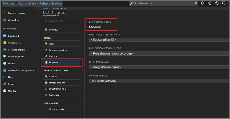 Kachel „Regionsverwaltung“ im Azure Stack Hub-Administratorportal