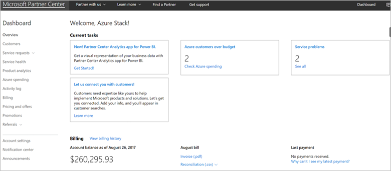 Anzeigen der Abrechnungs- und Nutzungsdaten von Azure Stack Hub in Microsoft Partner Center