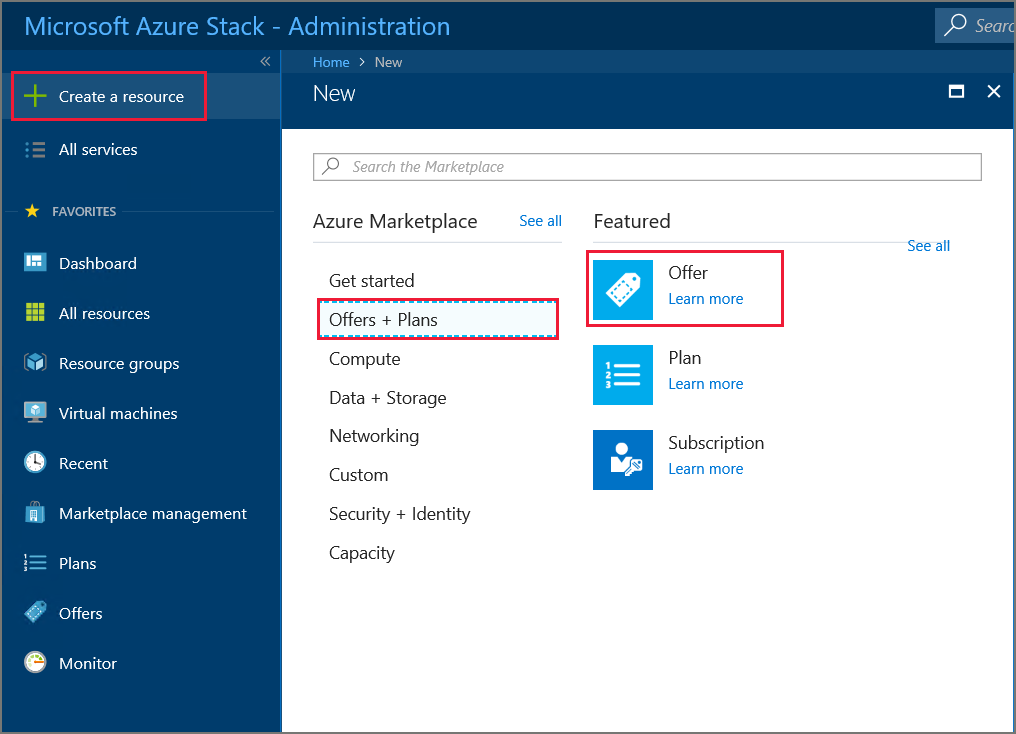 Neues Angebot im Azure Stack Hub-Verwaltungsportal