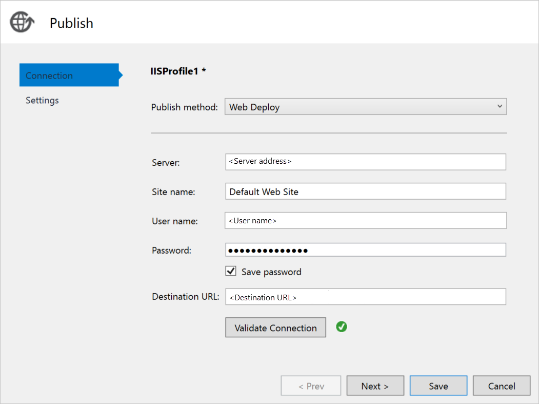 Bereitstellen der ASP.NET-Web-App – Konfigurieren von Web Deploy