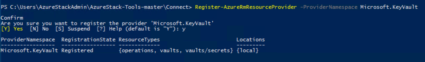 Registrierungsstatus für Schlüsseltresore in PowerShell erfolgreich