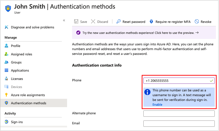 Enable phone sign-in