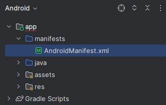 Screenshot der AndroidManifest-XML-Datei.