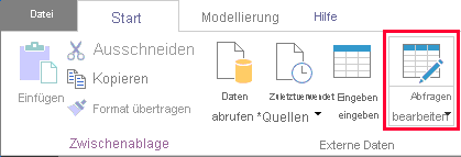 Die Gruppe „Externe Daten“ in der „Start“-Leiste