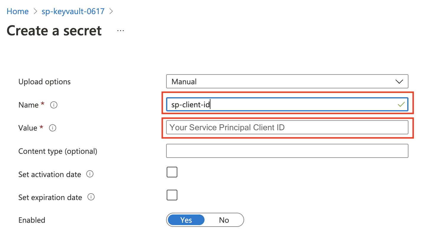 Geheimnis 1: Client-ID des Dienstprinzipals