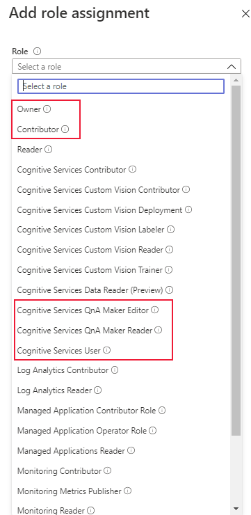 Hinzufügen einer IAM-Rolle in QnA Maker.