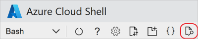 Screenshot der Azure Cloud Shell. Suchen nach der Webvorschau.