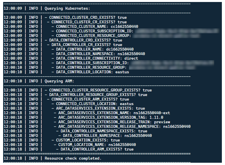 Screenshot: Ermitteln von Kubernetes- und anderen Ressourcen im Konsolenterminal