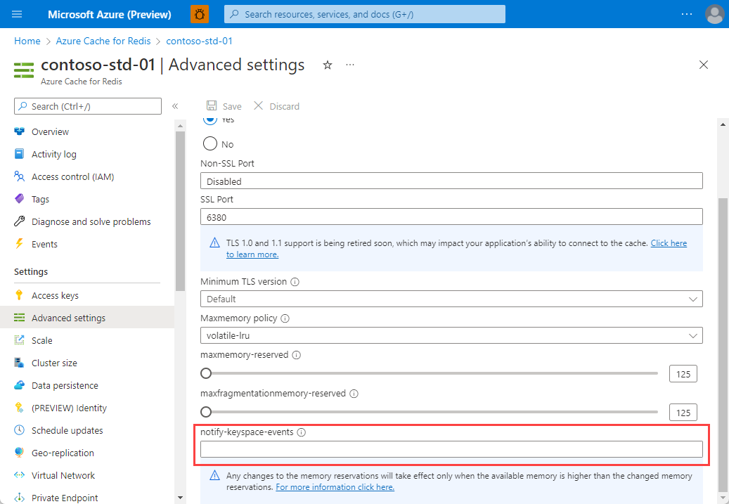 Azure Cache for Redis: Erweiterte Einstellungen