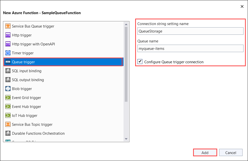 Erstellen einer Queue Storage-Triggerfunktion