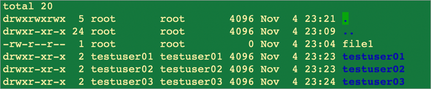 Screenshot that shows that Host1 has three existing test user accounts.