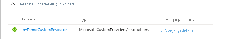 Screenshot: Azure-Portal mit erfolgreicher Bereitstellung der neuen Zuordnungsressource