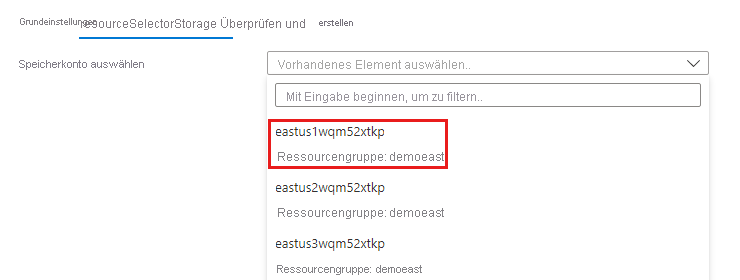 Screenshot: die Ressourcenliste, die kein Abonnement anzeigt, da für das Element das Abonnement auf „Grundlagen“ gesetzt ist.