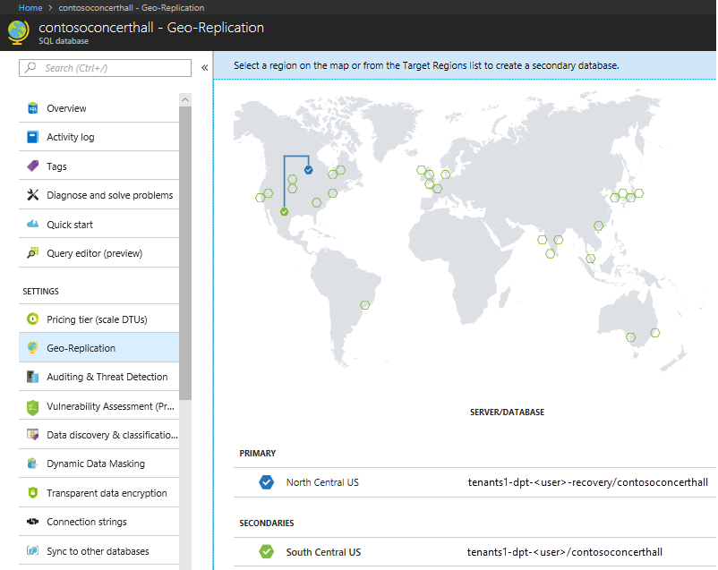 Contoso-Datenbank nach Failover