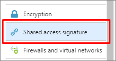 Symbol „Shared Access Signature“ im Menü „Speichereinstellungen“.