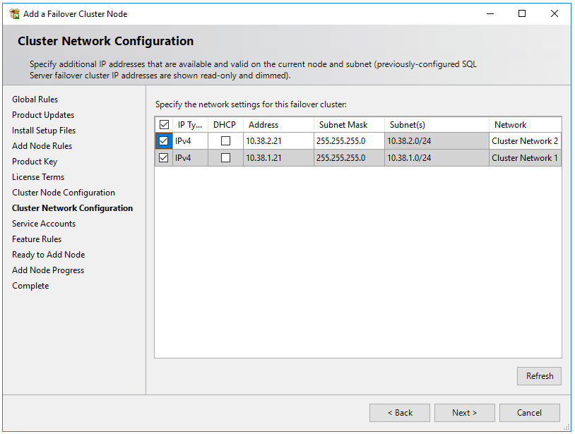 Screenshot der Eingabe der sekundären IP-Adresse im Subnetz der zweiten SQL Server-VM.