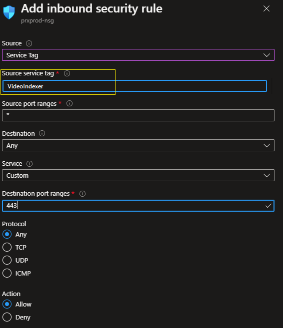 Hinzufügen eines Diensttags aus dem Azure-Portal