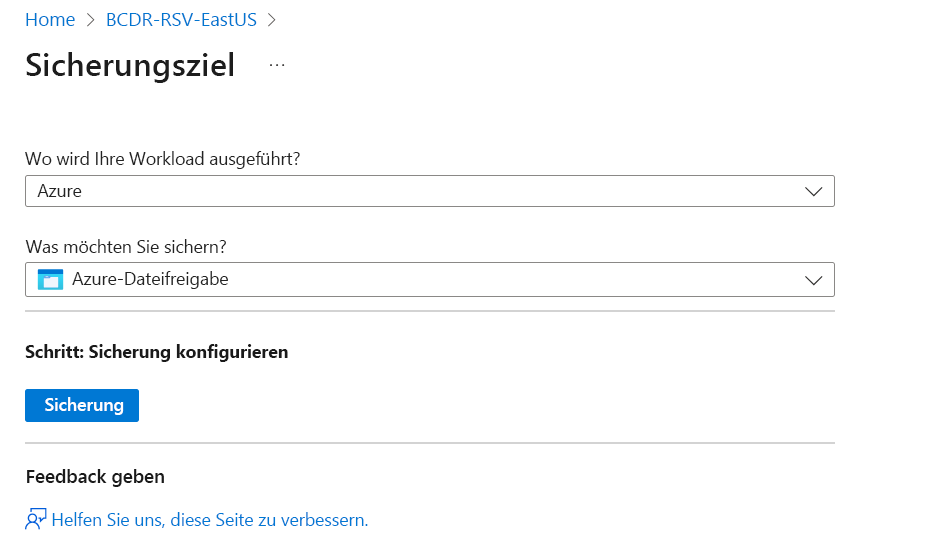 Screenshot: Auswählen von „Azure Files“.