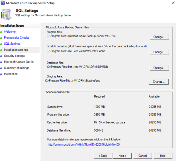 Screenshot: SQL Server-Einstellungen