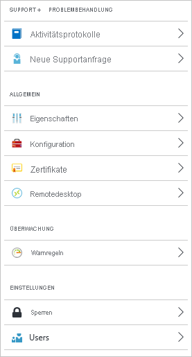 Einstellungen für den Azure-Clouddienst