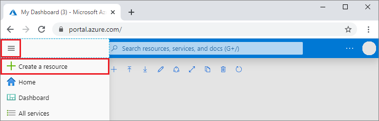 Screenshot: Erstellen einer Ressource im Azure-Portal