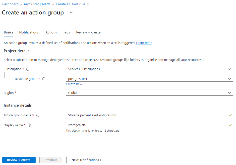 Screenshot des Formulars „Aktionsgruppe erstellen“